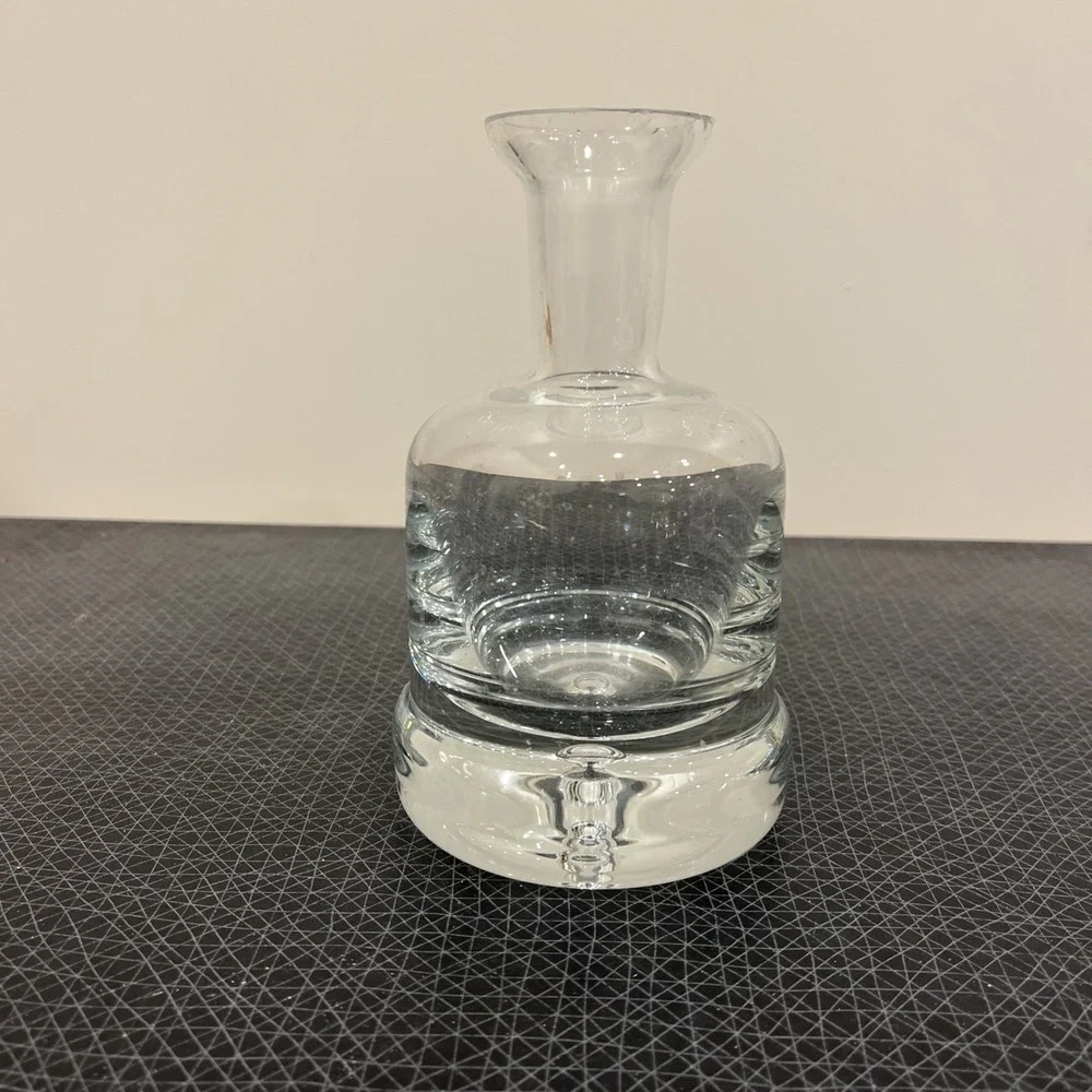 KROSNO HEAVY HAND BLOWN GLASS DECANTER With Bubble On Base 7